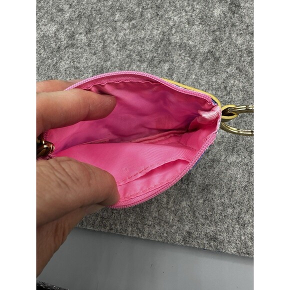 Lilly Pulitzer Wristlet ID Case Zip Pouch with Key Ring Attachment Blue Pink - Picture 4 of 7